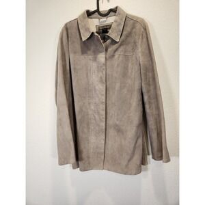 Banana Republic 100% Genuine Suede Leather Jacket Taupe Gray Womens Medium